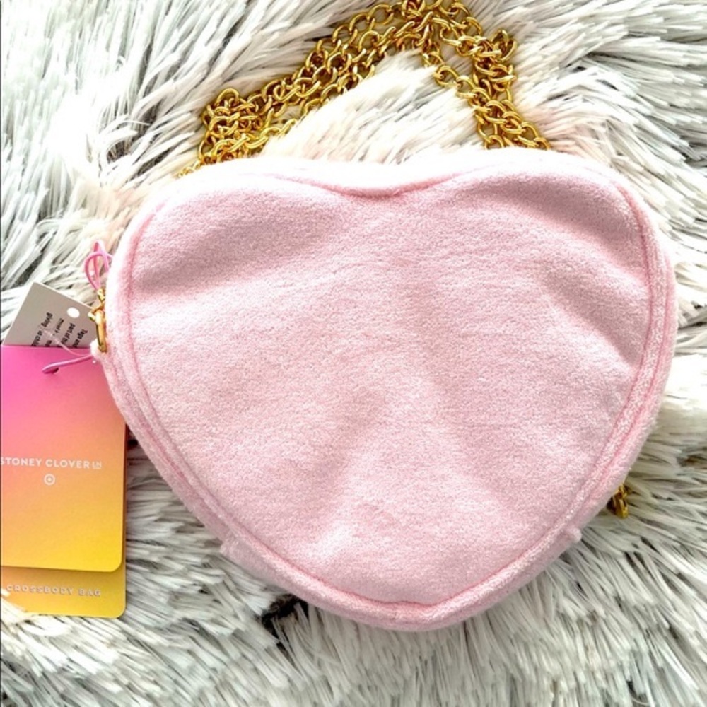 STONEY CLOVER LANE X Target Terry Cloth Heart Shaped Crossbody Heart Pur…